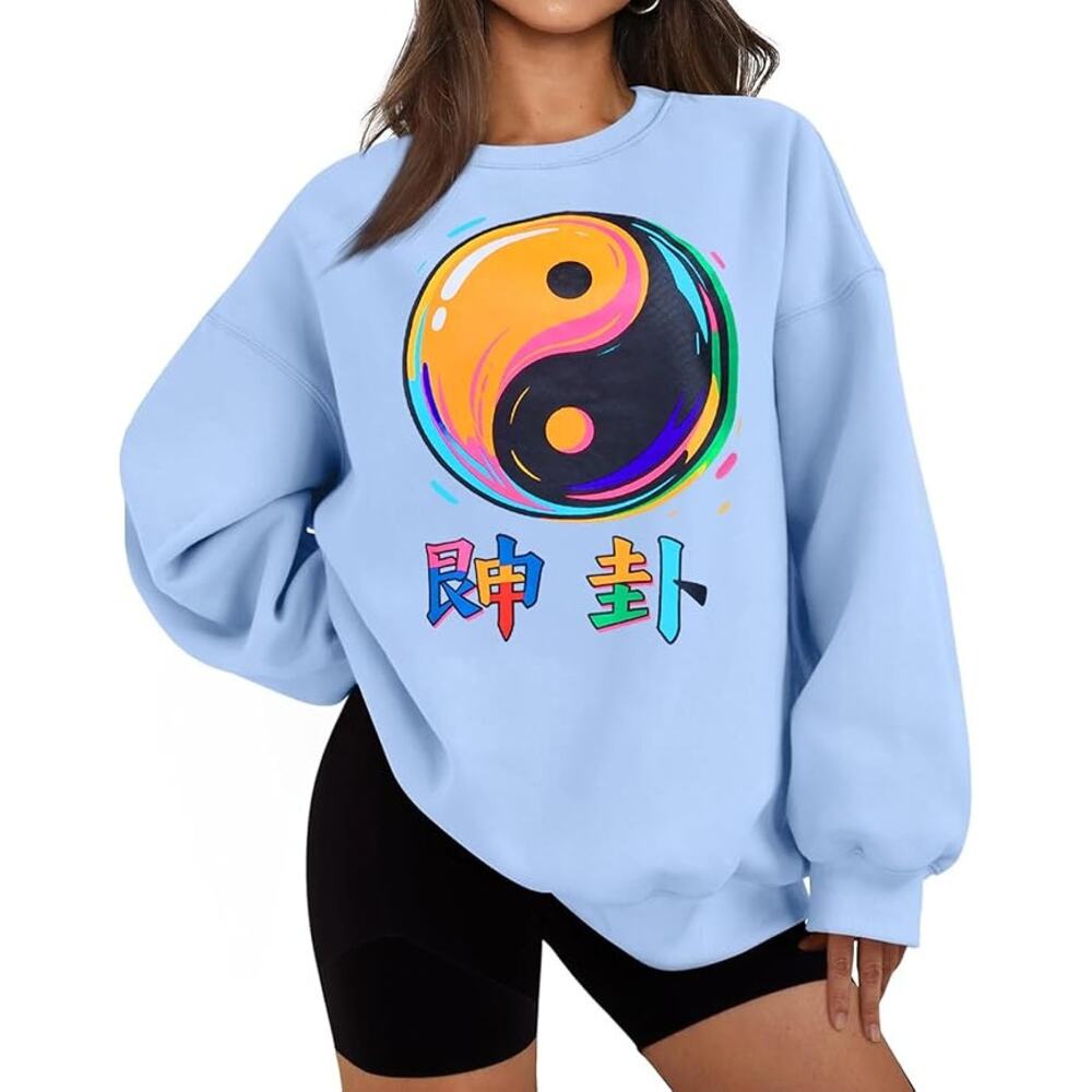 NEW Yin Yang Oversized Sweatshirt XL Positive Energy Balance Fleece Pullover